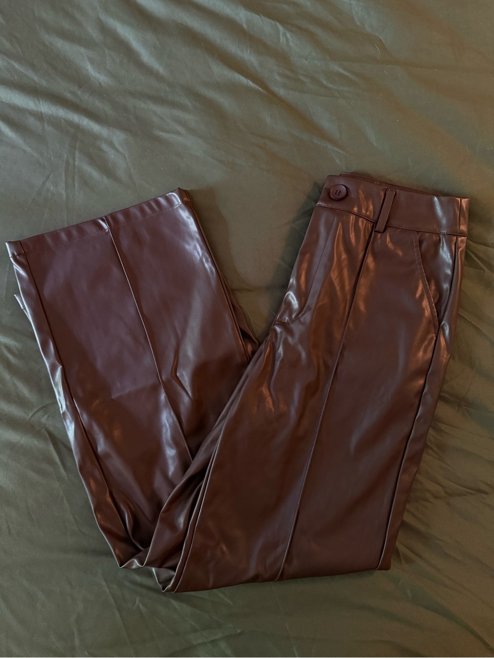 Cider Brown Faux Leather Pants